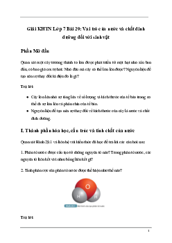 Bài 29: Vai trò của nước và chất dinh dưỡng đối với sinh vật | Giải sách Khoa học tự nhiên 7 Kết nối tri thức