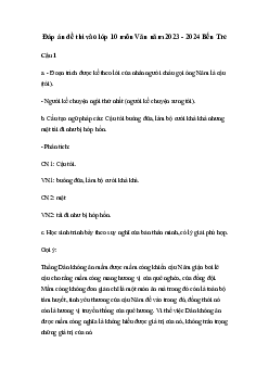 Đề thi vào 10 môn Ngữ văn năm 2023 - 2024 sở GD&ĐT Bến Tre