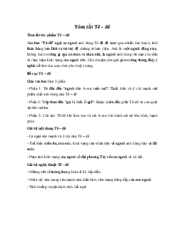 Tóm tắt Tê - dê Ngữ Văn 10 sách Kết Nối Tri Thức