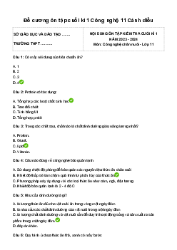 Đề cương ôn tập học kì 1 môn Công nghệ 11 sách Cánh diều
