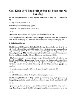 Giải Kinh tế và Pháp luật 10 bài 17: Pháp luật và đời sống CTST