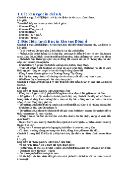 Giải SGK Địa lí 7 bài 7: Bản đồ chính trị châu Á - Các khu vực của châu Á - Cánh diều