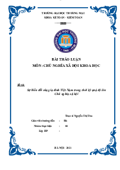 Bài thảo luận: "Sự biến đổi của gia đình Việt Nam trong thời kỳ quá độ lên Chủ nghĩa xã hội"