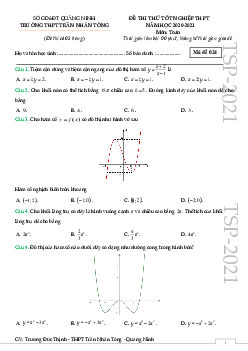 Đề thi thử Toán tốt nghiệp THPT 2021 trường Trần Nhân Tông – Quảng Ninh