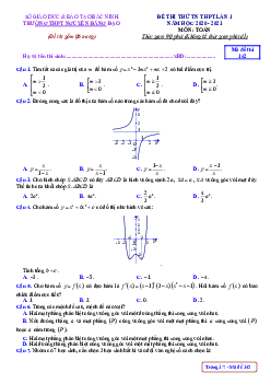 Đề thi thử TN THPT 2021 môn Toán lần 1 trường Nguyễn Đăng Đạo – Bắc Ninh