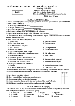 Đề Thi Khảo Sát HSG Lớp 9 Năm Học 2020- 2021 Môn Tiếng Anh Lớp 9 Trường Thcs Nga Thắng (có đáp án)