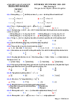Đề thi học kỳ 1 Toán 11 năm học 2018 – 2019 trường THPT Ngô Quyền – Hà Nội