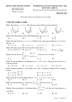 Đề giữa kì 2 Toán 10 năm 2022 – 2023 trường THPT Trương Vĩnh Ký – Bến Tre