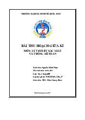 Bài thu hoạch môn xác suất thống kê| Đại học Kinh tế Quốc Dân