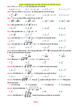 Trắc nghiệm bài 18 Lũy thừa với mũ số thực mức thông hiểu
