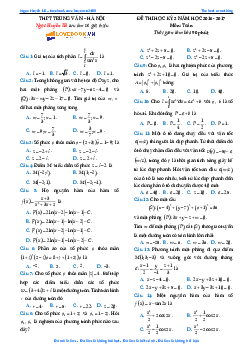 Đề thi HK2 Toán 12 năm học 2016 – 2017 trường THPT Trung Văn – Hà Nội