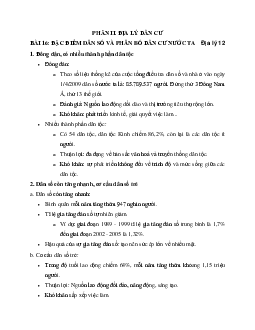 Địa Lý 12 bài 16: Đặc điểm dân số và phân bố dân cư nước ta