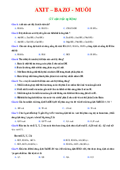 Bài tập trắc nghiệm axit – bazơ – muối (có đáp án)