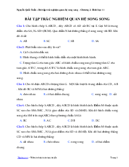 Top 121 câu trắc nghiệm quan hệ song song – Nguyễn Quốc Tuấn