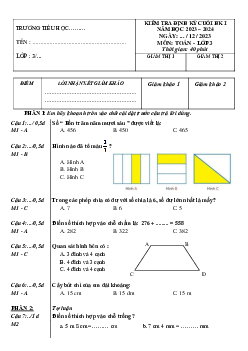 Đề thi học kì 1 môn Toán lớp 3 năm 2023 - 2024 (Đề 4) | Chân trời sáng tạo