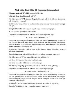 Ngữ pháp Unit 8: Becoming independent | Tiếng anh 11 Global Success