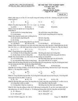 Đề thi thử THPT Quốc gia 2021 môn Vật Lí trường THPT Nguyễn Khuyến - Lê Thánh Tông