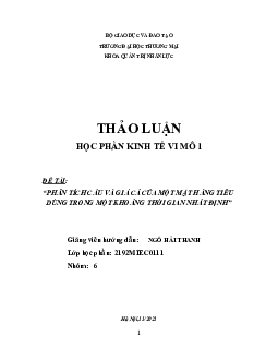 Phân tích cầu và giá cả  một mặt hàng tiêu dùng trong một khoảng thời gian nhất định | Kinh tế vi mô | Trường Đại học Thương Mại