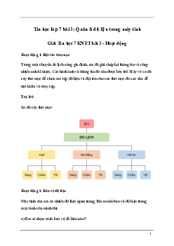Bài 3: Quản lí dữ liệu trong máy tính | Giải Tin học lớp 7 sách Kết nối tri thức