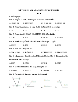 Đề thi học kì 1 lớp 4 môn Toán sách Cánh Diều - Đề số 1