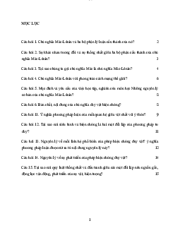 15 câu hỏi trắc nghiệm Triết học - Triết học Mác - Lênin | Trường Đại học CNTT Thành Phố Hồ Chí Minh