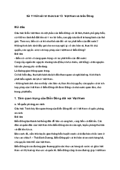 Sử 11 Kết nối tri thức bài 13: Việt Nam và biển Đông