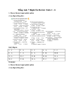 Tiếng Anh 7 Right On Review Units 1 - 6