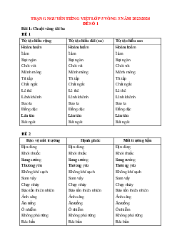 Đề thi Trạng nguyên Tiếng Việt lớp 5 năm 2023 - 2024 Vòng 3