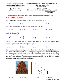 Đề thi học kỳ 2 Toán 10 năm 2018 – 2019 trường Lê Quý Đôn – Quảng Ninh