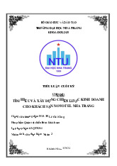 Tiểu luận cuối kỳ - Chiến lược Kinh doanh Khách sạn môn Quản trị nhà hàng khác sạn | Trường Đại Học Nha Trang