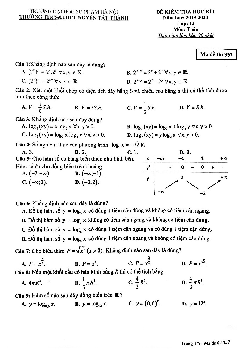 Đề thi HK1 Toán 12 năm học 2019 – 2020 trường Nguyễn Tất Thành – Hà Nội