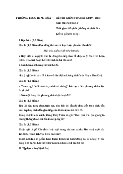 Đề thi học kì 1 lớp 9 môn Ngữ văn Trường THCS Long Hòa, Long An năm học 2019 - 2020