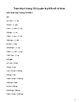 Toán lớp 4  Bài 36: Ôn tập đo lường Kết nối tri thức