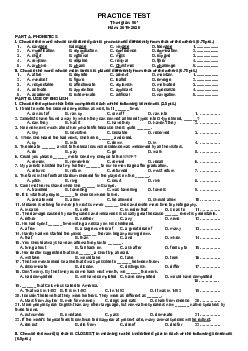 Đề luyện đội tuyển học sinh giỏi Tiếng Anh 10 dự thi học sinh giỏi cấp tỉnh THPT năm học 2019-2020