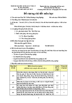 Đề cương chi tiết môn Bảo Trì và Bảo Dưỡng Công Nghiệp