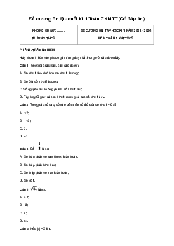 Đề cương ôn tập học kì 1 môn Toán 7 sách Kết nối tri thức với cuộc sống