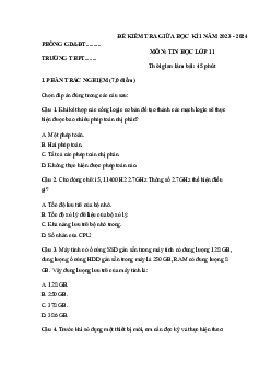 Đề thi giữa học kì 1 môn Tin học 11 năm 2023 - 2024 sách Cánh diều