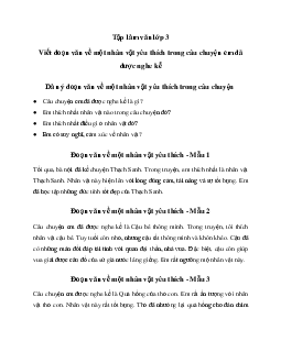 Tập làm văn lớp 3: Viết đoạn văn về một nhân vật yêu thích trong câu chuyện em đã được nghe kể | Kết nối tri thức