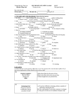 (KEY) (Practice test 2) TA1-K63 | Trường Đại học Thủy Lợi