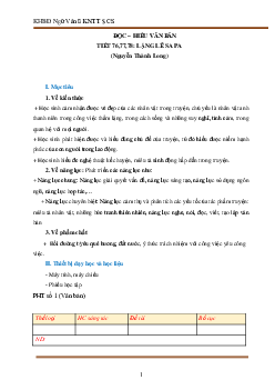 Giáo án Ngữ văn 8 Bài 6: Chân dung cuộc sống | Văn bản: Lặng lẽ Sapa | Kết nối tri thức