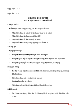 Giáo án toán lớp 7 kết nối tri thức học kì 1 năm 2022-2023