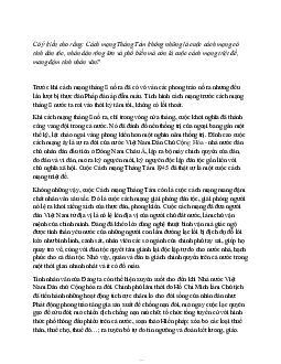 Cách mạng Tháng Tám không những là cuộc cách mạng có tính dân tộc, nhân dân rộng lớn và phổ biến mà còn là cuộc cách mạng triệt để, mang đậm tính nhân văn?