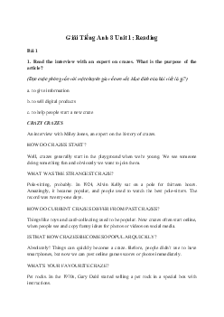 Giải Tiếng Anh 8 Unit 1: Reading | Friends Plus