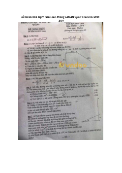 Đề thi học kì 1 lớp 9 môn Toán Phòng GD&ĐT quận 9 năm học 2018 - 2019