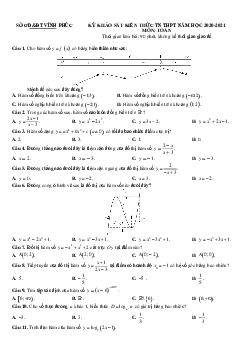 Đề khảo sát kiến thức tốt nghiệp THPT 2021 môn Toán lần 1 sở GD&ĐT Vĩnh Phúc