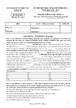 Kỳ Thi Chọn Hsg Tỉnh Nghệ An Lớp 11 Năm Học 2020-2021