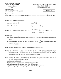 Đề thi học kì 2 Toán 11 năm 2019 – 2020 trường Trương Vĩnh Ký – TP HCM