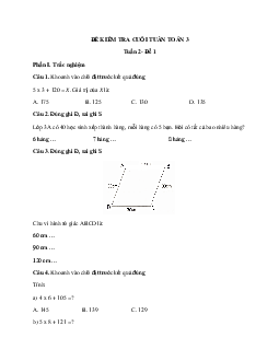 Phiếu bài tập cuối tuần lớp 3 môn Toán - Tuần 2 ( cơ bản ) |  Cánh Diều