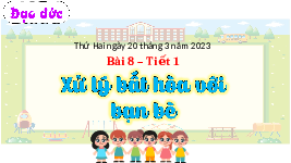 Giáo án điện tử Đạo đức 3 Bài 8 Kết nối tri thức: Xử lí bất hòa với bạn bè