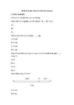 Đề thi Toán lớp 2 học kì 2 - Đề 3 | Chân trời sáng tạo